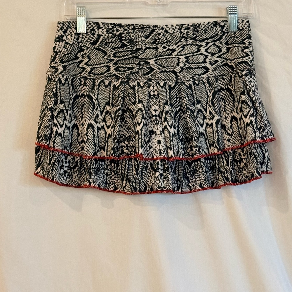 Lucky in Love Black and White Snake Print Mini Skirt